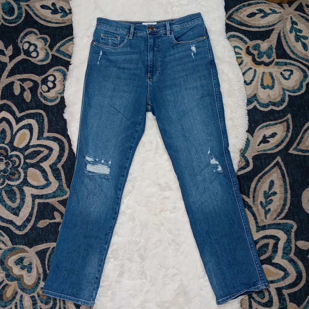 Frame le Sylvie slender straight high rise jeans womens 29